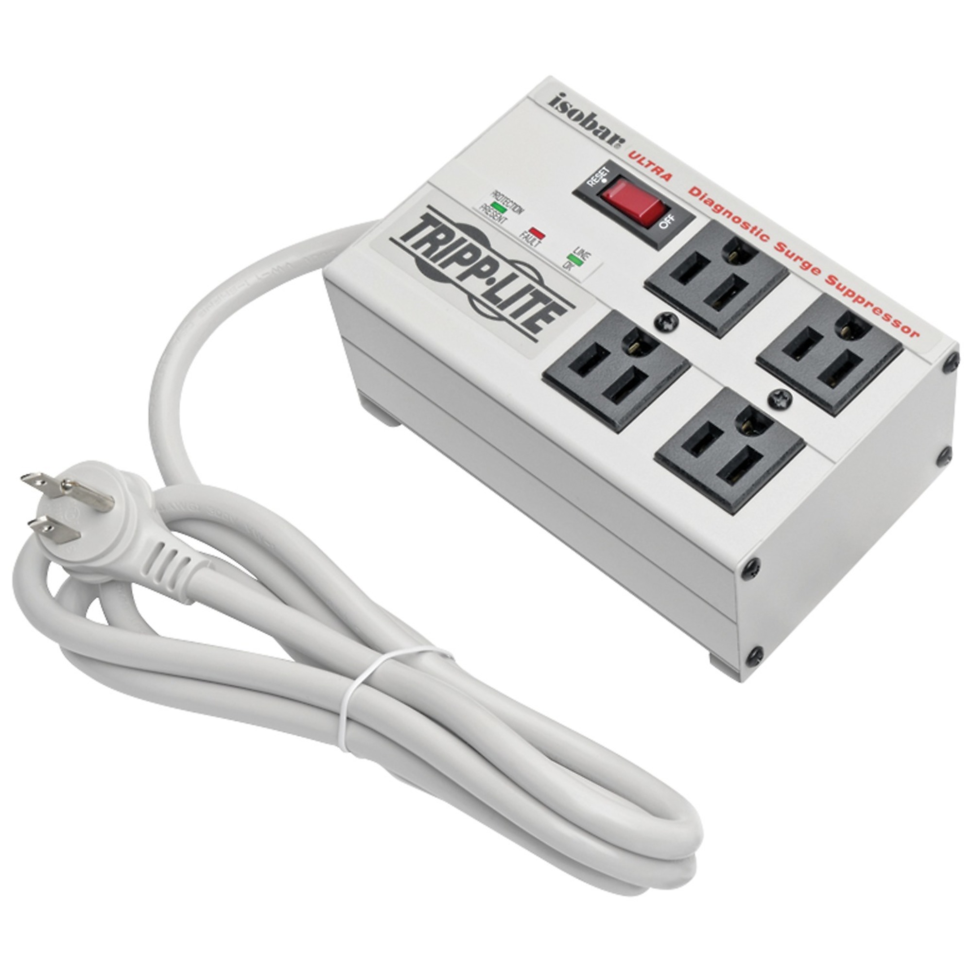 Tripp Lite ISOBAR®, 4-Outlet Surge Protector, Cord Length 6 ft, Cable Gauge 14 Amps 12 Model# ISOBAR4 ULTRA